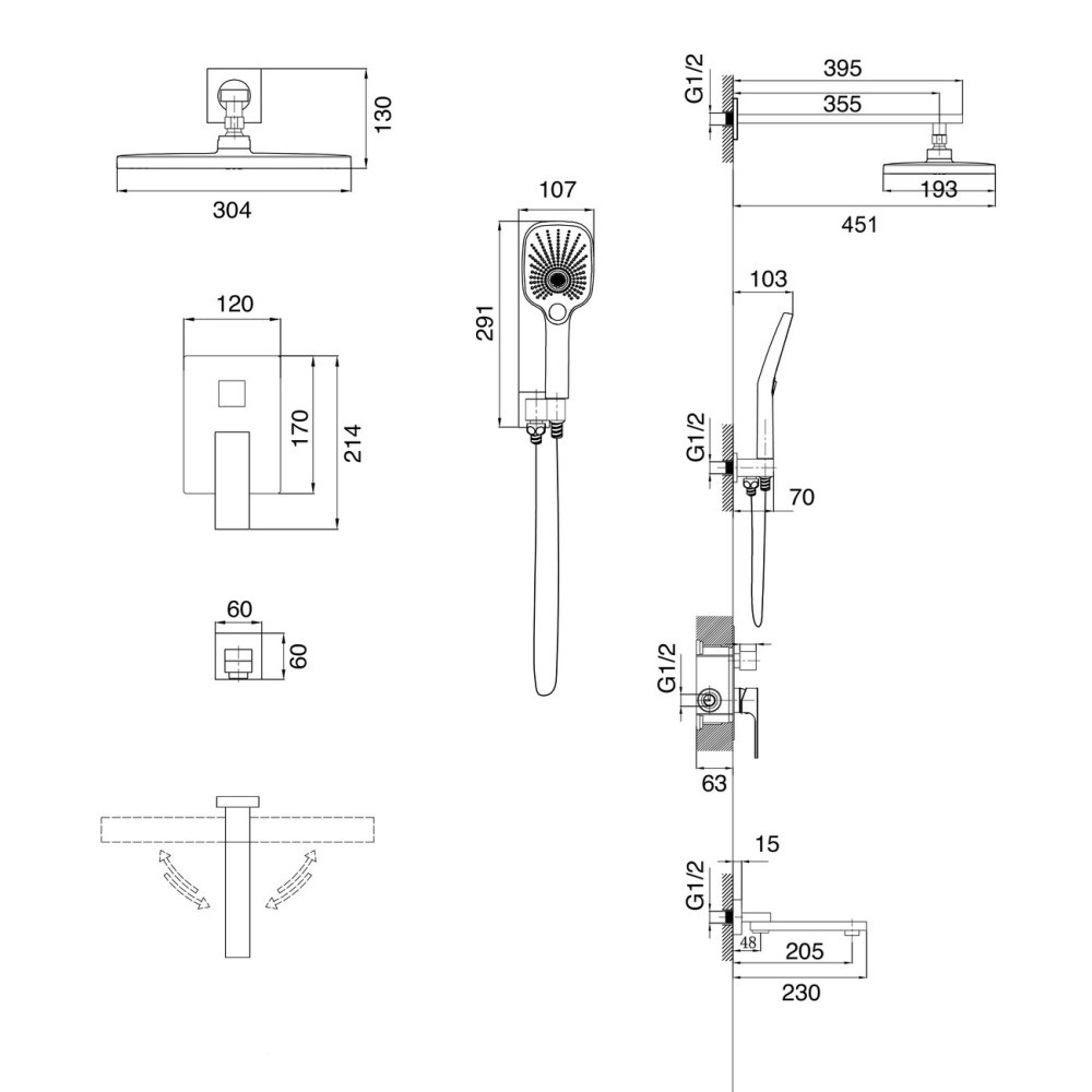Душевая встройка Grossman Style с изливом Черный матовый 501.K35.05.210 Душевая встройка Grossman Style с изливом Черный матовый 501.K35.05.210 — изображение 5