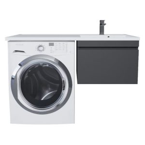 Тумба подвесная Uperwood Magenta 120 под стиральную машину правая с раковиной Черный матовый 52930205155