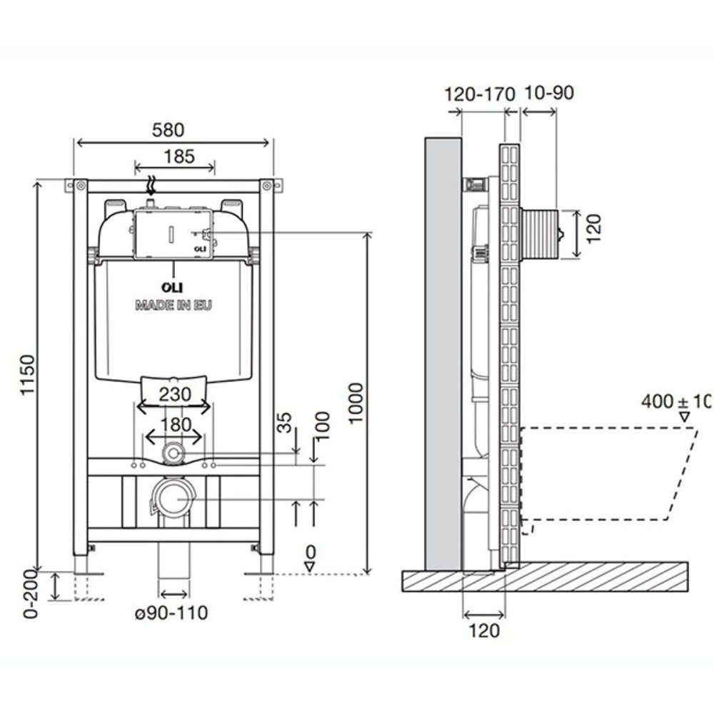 Инсталляция Oli Plus Sanitarblock для скрытого монтажа унитаза 601801 Инсталляция Oli Plus Sanitarblock для скрытого монтажа унитаза 601801 — изображение 2