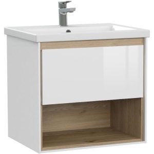 Тумба подвесная Cersanit Louna 55 Белый / Дерево 64070