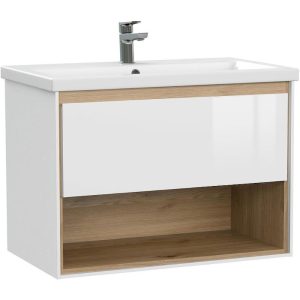 Тумба подвесная Cersanit Louna 75 Белый / Дерево 64071