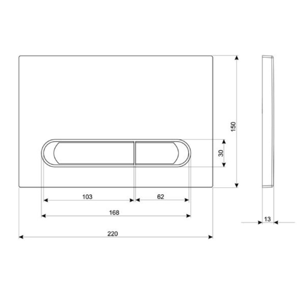Клавиша смыва Cersanit Estetica пластик Черный матовый 64112 Клавиша смыва Cersanit Estetica пластик Черный матовый 64112 — изображение 2