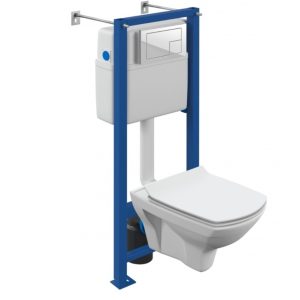 Инсталляция Cersanit Vector с унитазом Carina XL CO DPL EO Slim и кнопкой смыва Corner Белый 64119