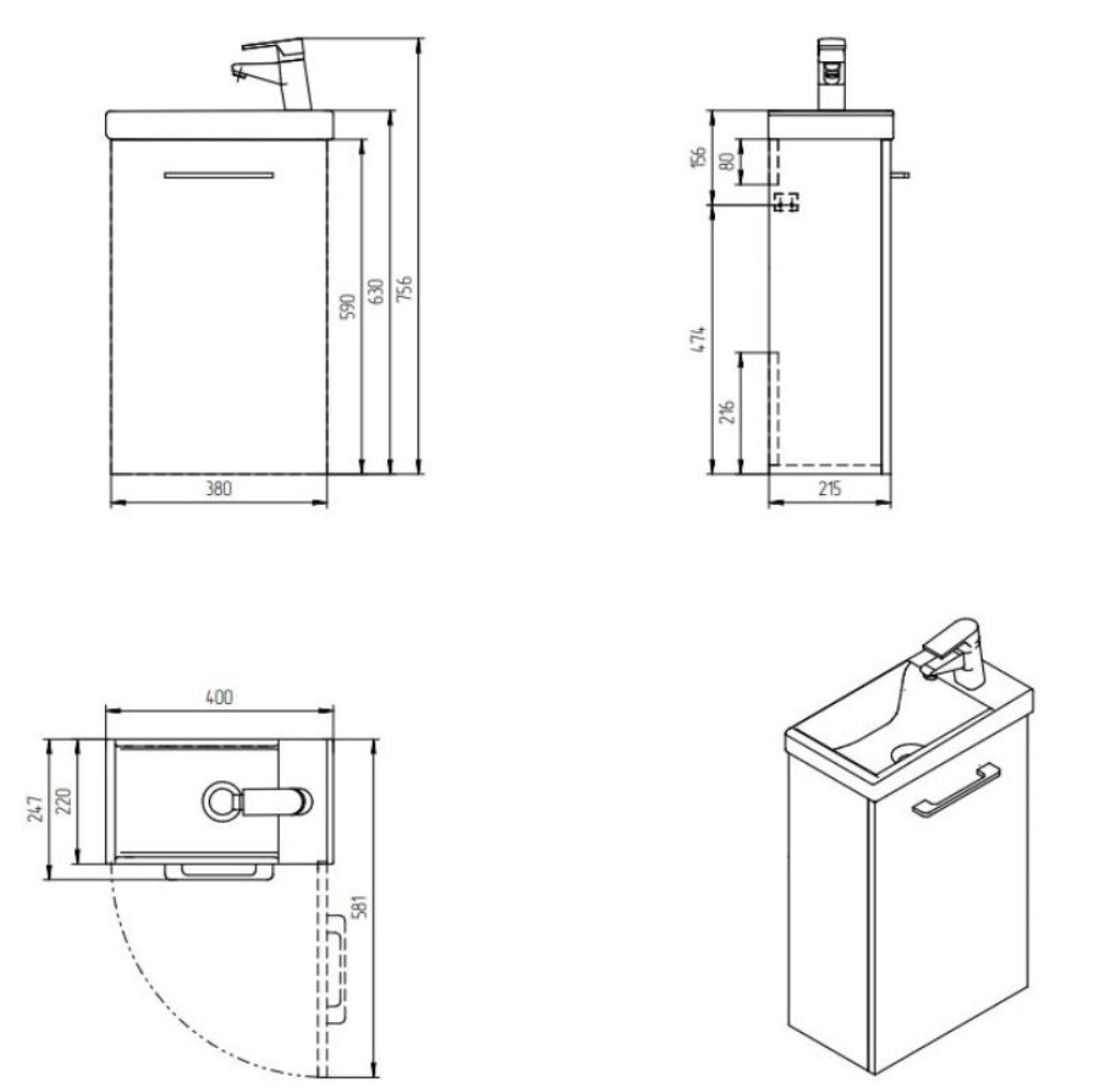 Тумба подвесная Cersanit Lara 40 с раковиной, смесителем и сифоном Белый глянцевый 64228 Тумба подвесная Cersanit Lara 40 с раковиной, смесителем и сифоном Белый глянцевый 64228 — изображение 4