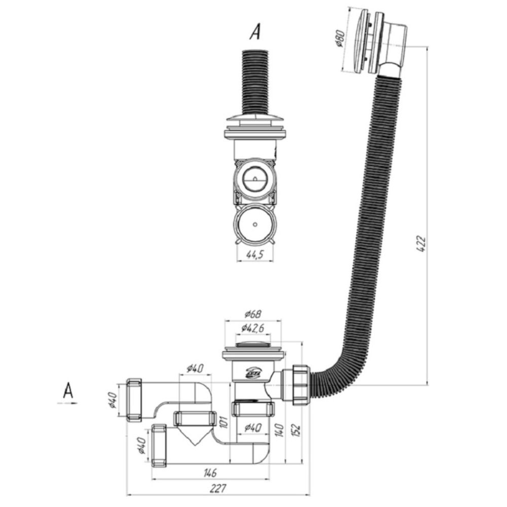 Слив-перелив Cersanit Prime Black клик-клак Черный матовый 64287 Слив-перелив Cersanit Prime Black клик-клак Черный матовый 64287 — изображение 3