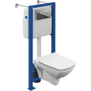 Инсталляция Cersanit Vector с унитазом Carina XL CO DPL EO slim и кнопкой смыва Corner Хром глянцевый 64441