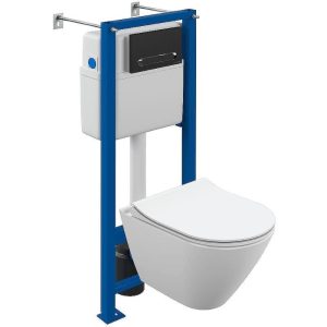 Инсталляция Cersanit Vector + унитаз City Smart с кнопкой смыва Estetica Черный матовый 68305