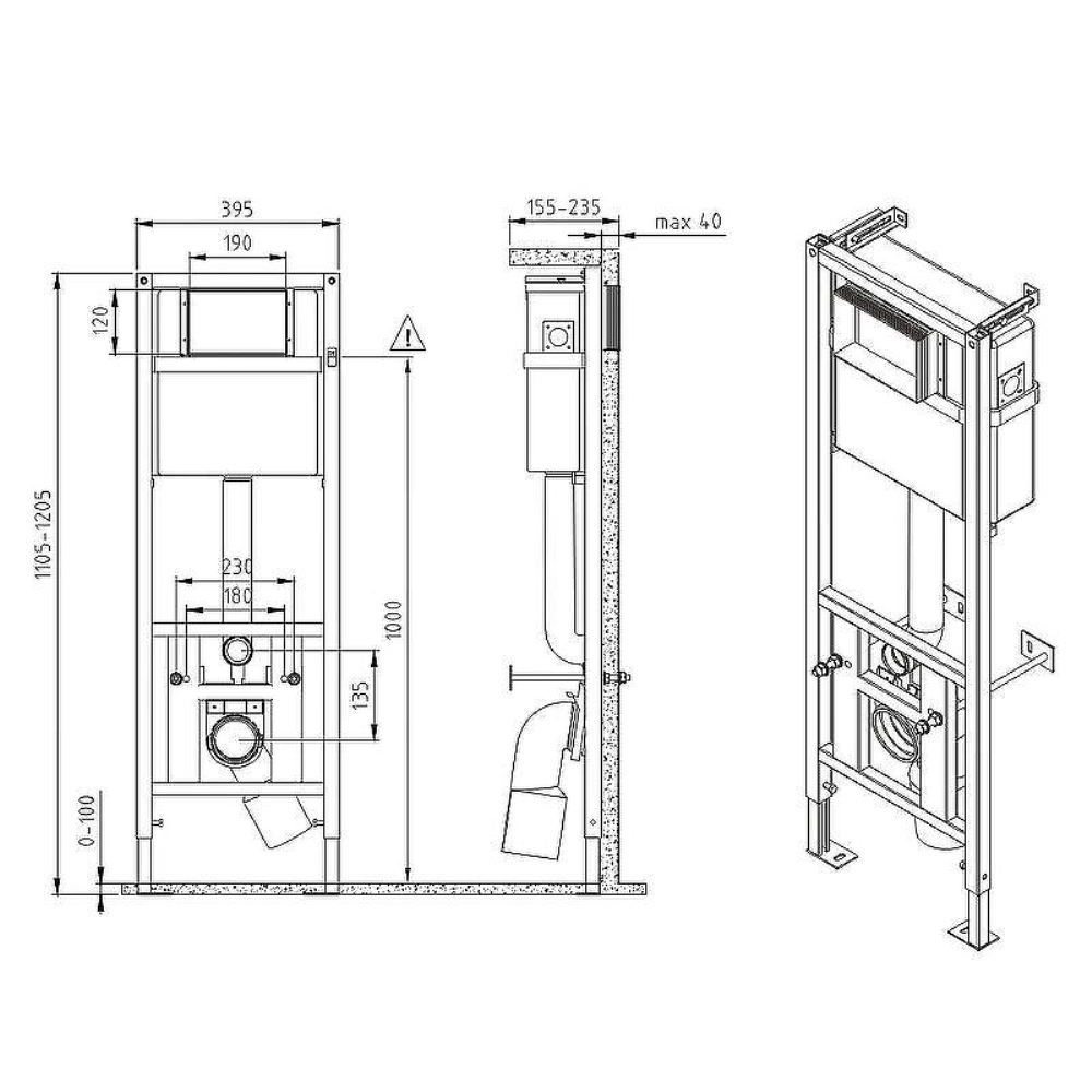 Инсталляция Cersanit Vector + унитаз City Smart с кнопкой смыва Twins Хром глянцевый 68306 Инсталляция Cersanit Vector + унитаз City Smart с кнопкой смыва Twins Хром глянцевый 68306 — изображение 3