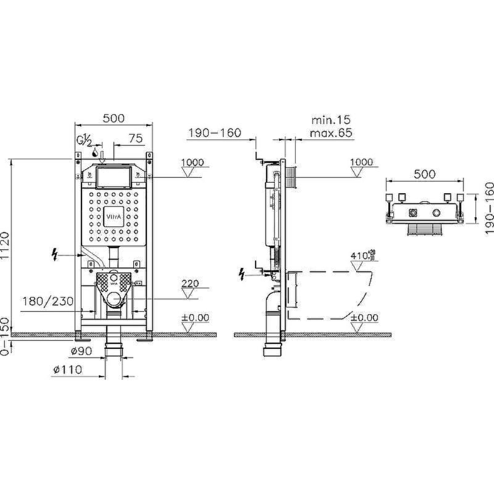 Инсталляция Vitra V12 для скрытого монтажа унитаза с клавишей смыва Loop O Хром глянцевый 700-1873 Инсталляция Vitra V12 для скрытого монтажа унитаза с клавишей смыва Loop O Хром глянцевый 700-1873 — изображение 5