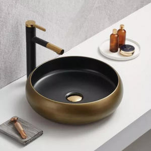 Раковина накладная Comforty 41,5 Черный / Бронза 78651