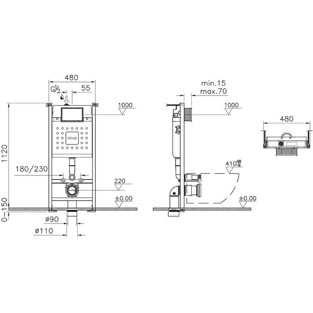 Инсталляция Vitra V-Fix Core для скрытого монтажа унитаза с клавишей смыва Root Round Хром глянцевый 800-1873 Инсталляция Vitra V-Fix Core для скрытого монтажа унитаза с клавишей смыва Root Round Хром глянцевый 800-1873 — изображение 3