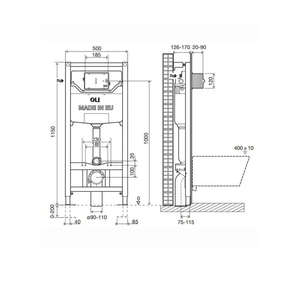 Инсталляция Oli Eco mechanic для скрытого монтажа унитаза с кнопкой Slim Хром глянцевый 879236mSL00 Инсталляция Oli Eco mechanic для скрытого монтажа унитаза с кнопкой Slim Хром глянцевый 879236mSL00 — изображение 4