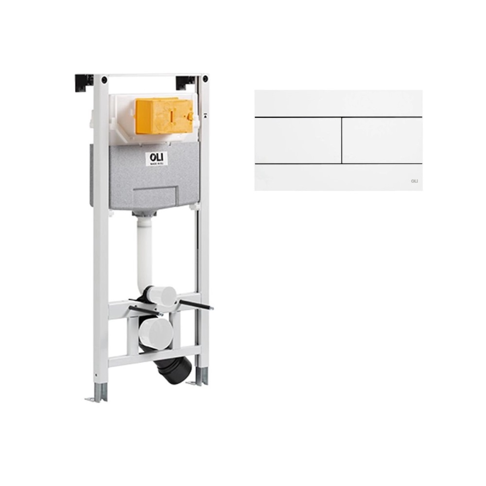Инсталляция Oli Eco mechanic для скрытого монтажа унитаза с кнопкой Slim Белый 879236mSL01 Инсталляция Oli Eco mechanic для скрытого монтажа унитаза с кнопкой Slim Белый 879236mSL01