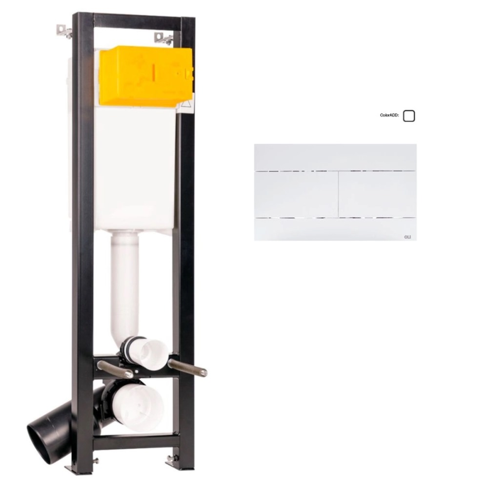 Инсталляция Oli Quadra Total Black для скрытого монтажа унитаза с кнопкой Slim Белый 886667SLO1 Инсталляция Oli Quadra Total Black для скрытого монтажа унитаза с кнопкой Slim Белый 886667SLO1