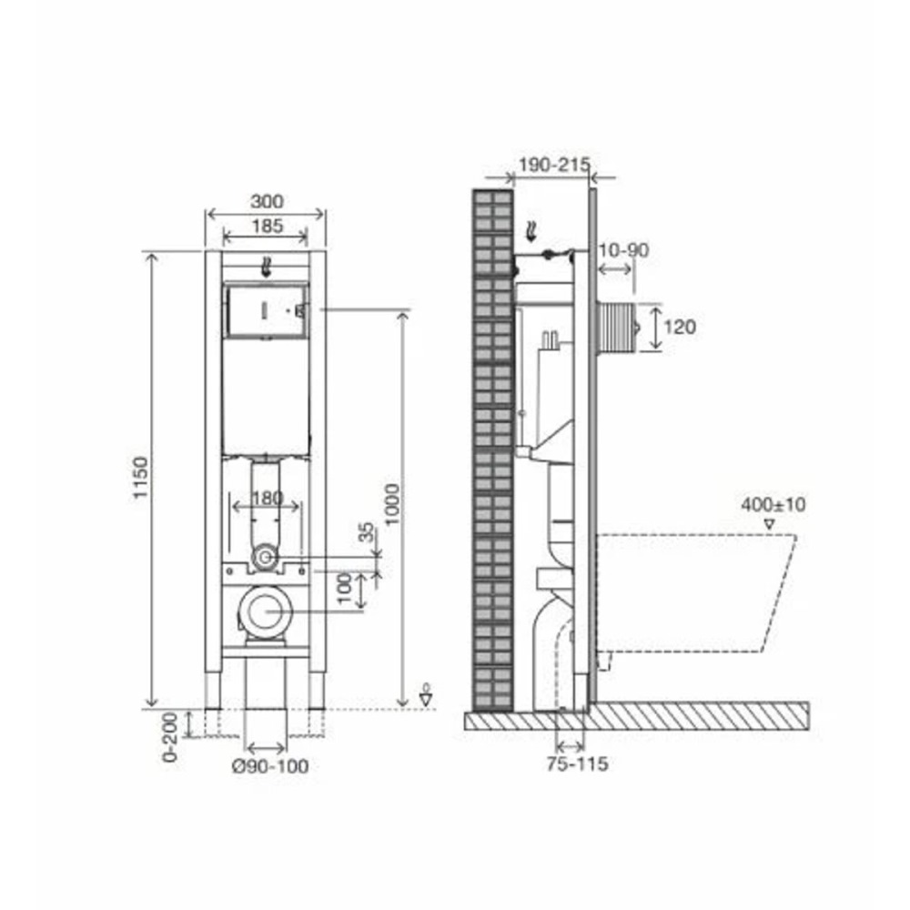 Инсталляция Oli Quadra Total Black для скрытого монтажа унитаза с кнопкой Slim Белый 886667SLO1 Инсталляция Oli Quadra Total Black для скрытого монтажа унитаза с кнопкой Slim Белый 886667SLO1 — изображение 2