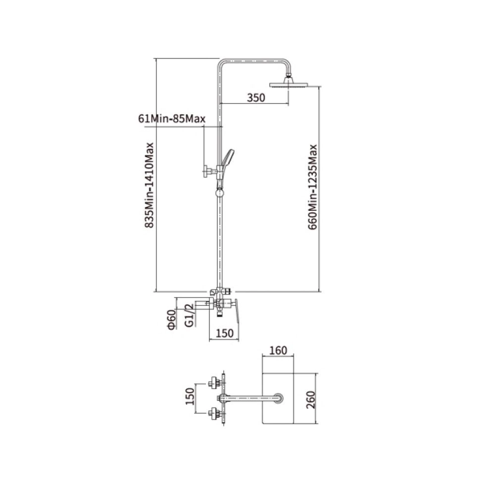 Душевая система Fashun с изливом Хром глянцевый A2457 Душевая система Fashun с изливом Хром глянцевый A2457 — изображение 3