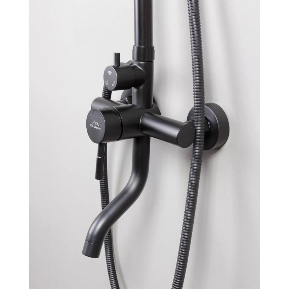 Душевая система Fashun A52 с изливом Черный матовый A52409-7 Душевая система Fashun A52 с изливом Черный матовый A52409-7 — изображение 2