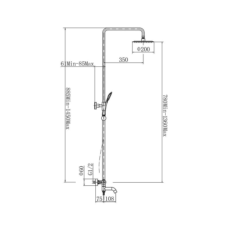 Душевая система Fashun A52 Черный матовый A52426-7 Душевая система Fashun A52 Черный матовый A52426-7 — изображение 4