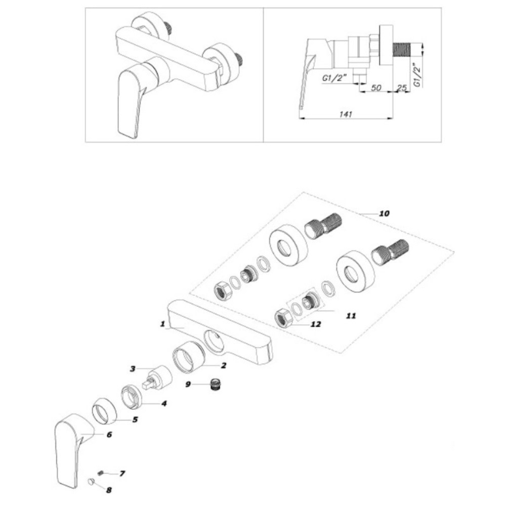 Смеситель для душа Azario Treya Хром глянцевый AZ-15680621 Смеситель для душа Azario Treya Хром глянцевый AZ-15680621 — изображение 2