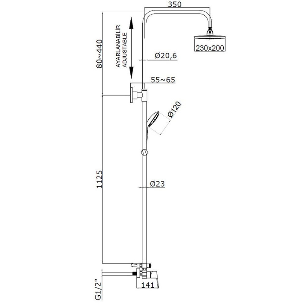 Душевая система Azario Treya Хром глянцевый AZ-15780121 Душевая система Azario Treya Хром глянцевый AZ-15780121 — изображение 2