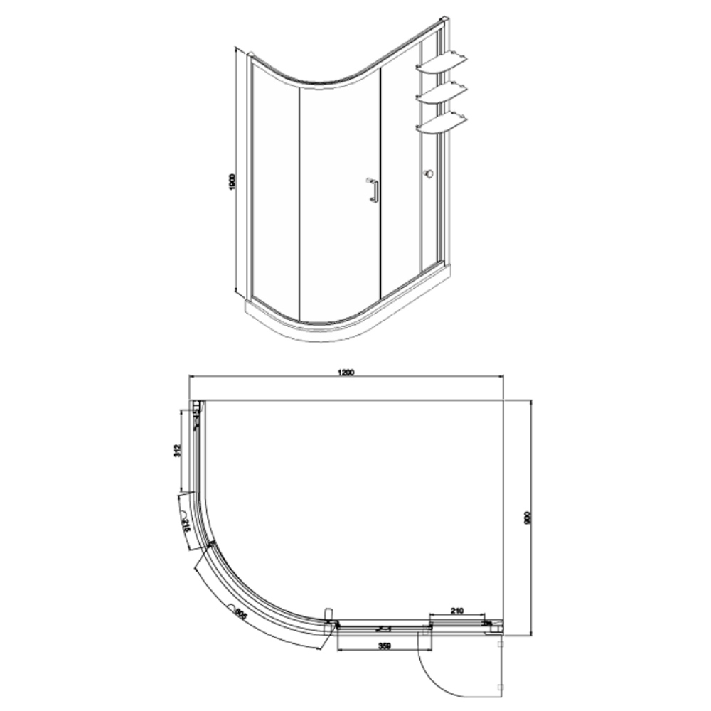 Душевой уголок Azario Victoria 120х90 левый Хром / Прозрачное AZ-NNQ2131-1-L 900 Душевой уголок Azario Victoria 120х90 левый Хром / Прозрачное AZ-NNQ2131-1-L 900 — изображение 3