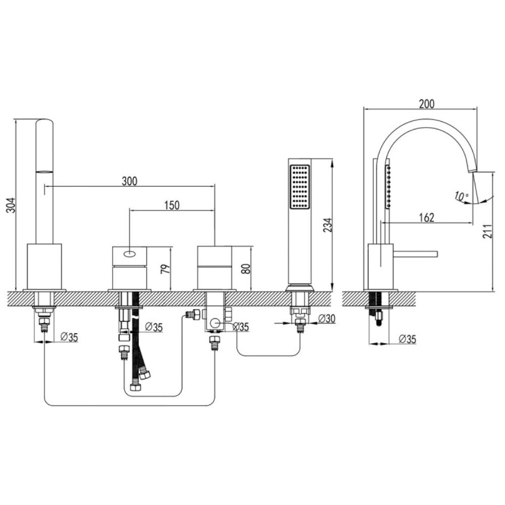 Смеситель на борт ванны Azario Delicate Черный матовый AZ-QA28173PA-0307APA Смеситель на борт ванны Azario Delicate Черный матовый AZ-QA28173PA-0307APA — изображение 2