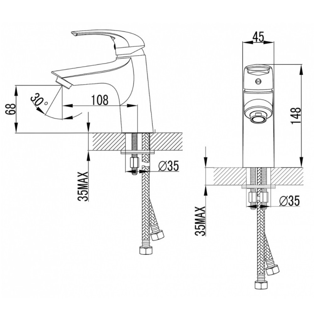 Смеситель для раковины Azario Sintra Хром глянцевый AZ-WKF168042C Смеситель для раковины Azario Sintra Хром глянцевый AZ-WKF168042C — изображение 3