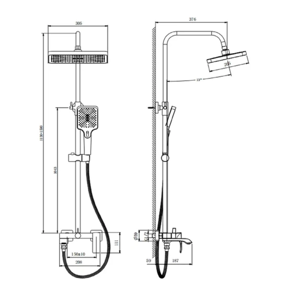 Душевая система Belz B507 с изливом Оружейная сталь B24507-3 Душевая система Belz B507 с изливом Оружейная сталь B24507-3 — изображение 2