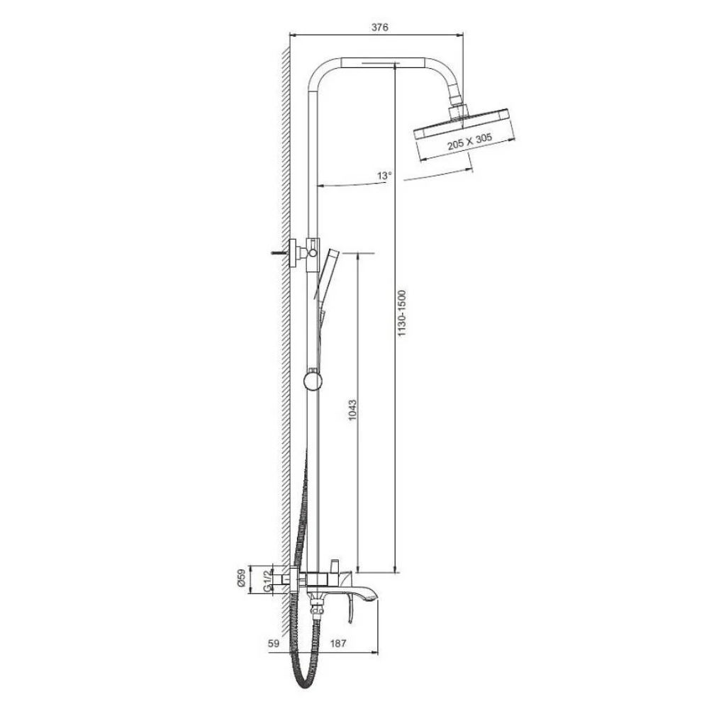 Душевая система Belz B507 с изливом Хром глянцевый B24507 Душевая система Belz B507 с изливом Хром глянцевый B24507 — изображение 2