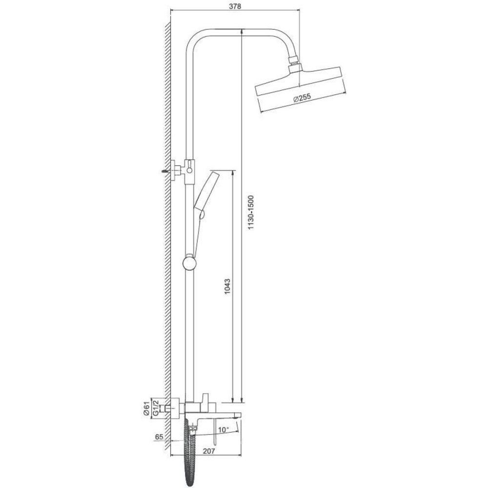 Душевая система Belz B713 с изливом Оружейная сталь B24713-3 Душевая система Belz B713 с изливом Оружейная сталь B24713-3 — изображение 2