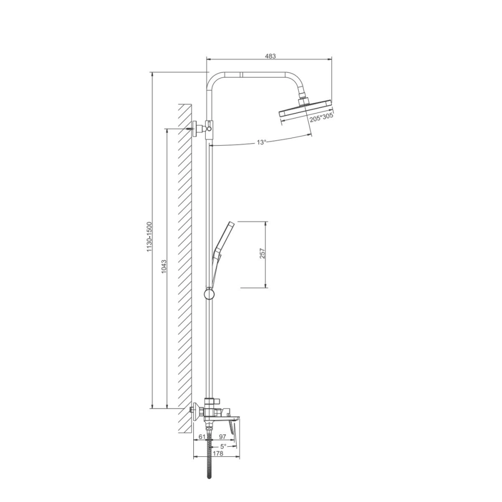 Душевая система Belz B715 с изливом Оружейная сталь B24715-3 Душевая система Belz B715 с изливом Оружейная сталь B24715-3 — изображение 4