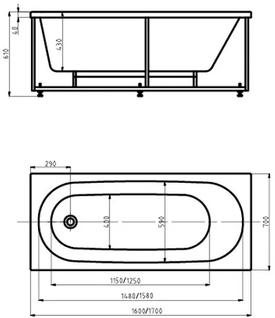 Ванна акриловая Акватек Оберон 170х70 (каркас + слив-перелив) Белый OBR170-0000027 Ванна акриловая Акватек Оберон 170х70 (каркас + слив-перелив) Белый OBR170-0000027 — изображение 4