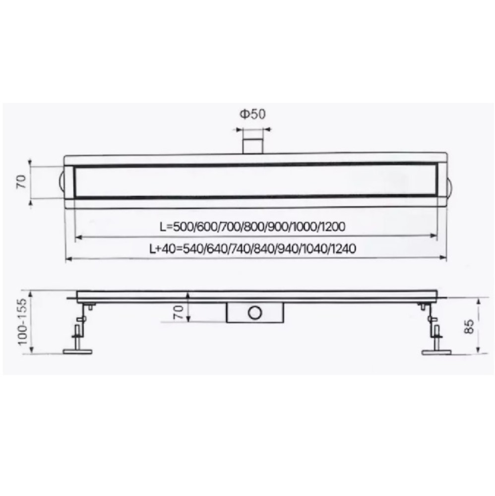 Душевой лоток Tim Bad 50 под плитку Золото матовое BAD485002GP Душевой лоток Tim Bad 50 под плитку Золото матовое BAD485002GP — изображение 4