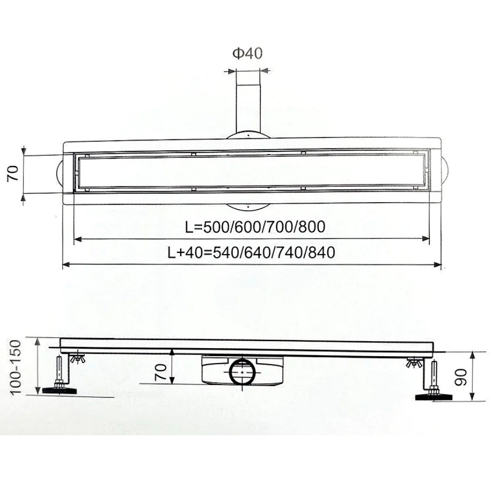 Душевой лоток Tim Bad 80 под плитку Черный матовый BAD558002 Душевой лоток Tim Bad 80 под плитку Черный матовый BAD558002 — изображение 5