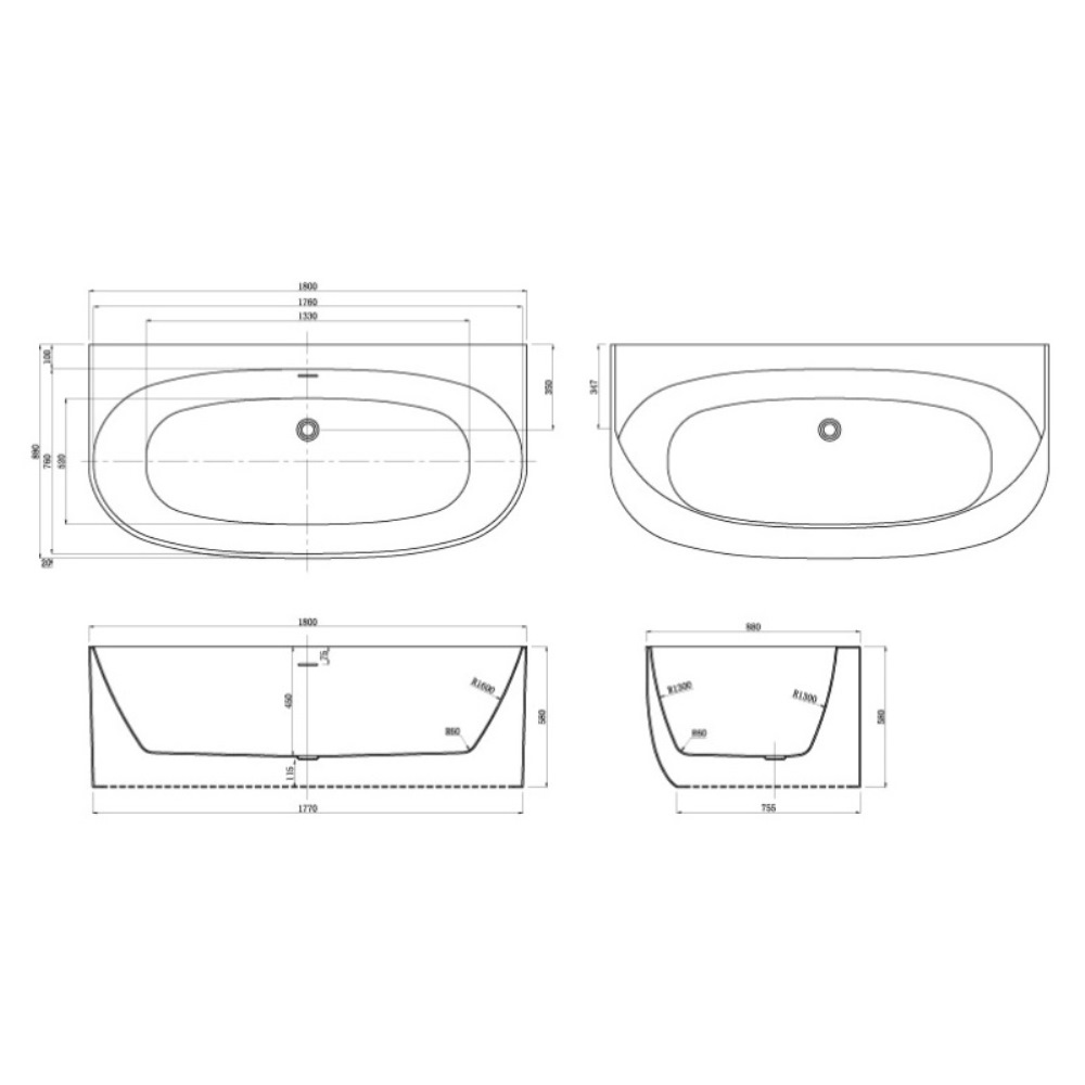 Ванна акриловая Azario Cambridge 180х88 в комплекте с сифоном и металлической рамой Белый CAM18090 Ванна акриловая Azario Cambridge 180х88 в комплекте с сифоном и металлической рамой Белый CAM18090 — изображение 4