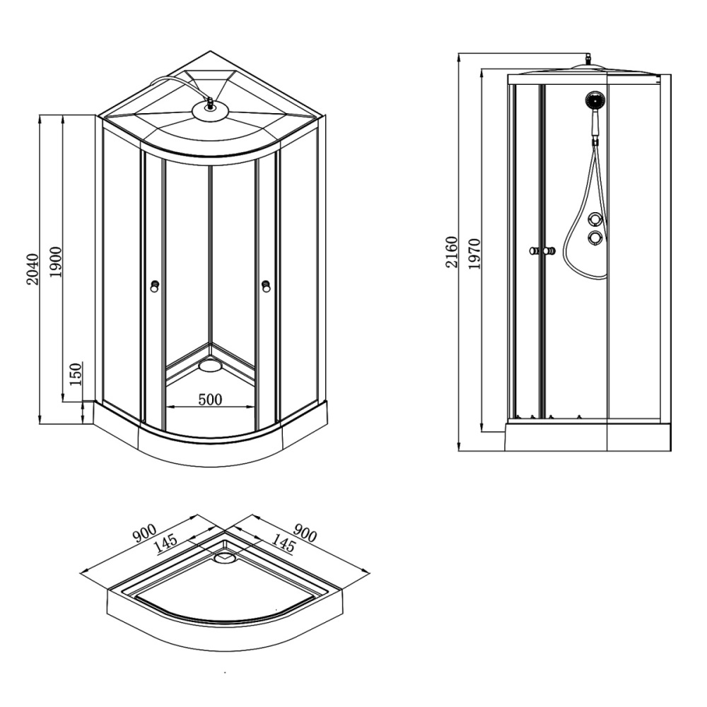 Душевая кабина Loranto Neo 90х90 Черный / Прозрачное CS-22109 Душевая кабина Loranto Neo 90х90 Черный / Прозрачное CS-22109 — изображение 3