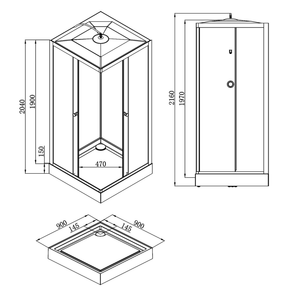 Душевая кабина Loranto Neo 90х90 Черный / Прозрачное CS-22110 Душевая кабина Loranto Neo 90х90 Черный / Прозрачное CS-22110 — изображение 3