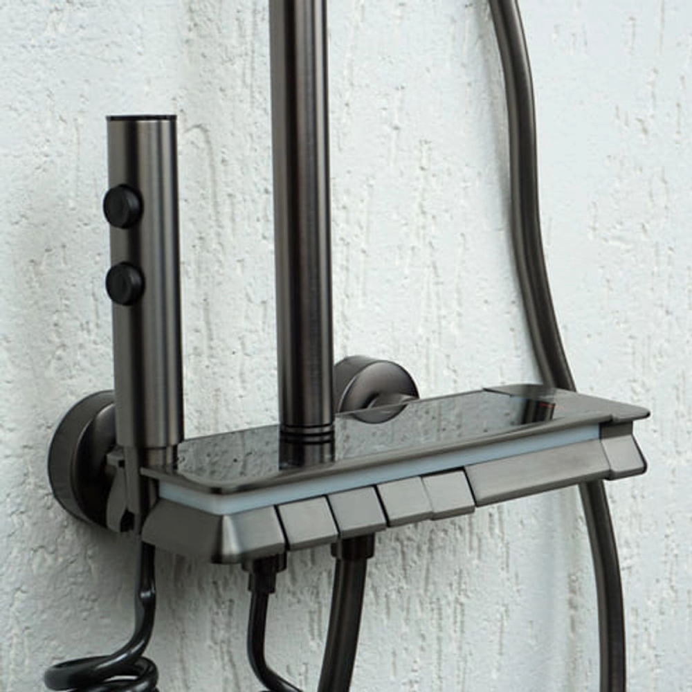 Душевая система Dikalan с изливом Серый глянцевый D99087-G Душевая система Dikalan с изливом Серый глянцевый D99087-G — изображение 3