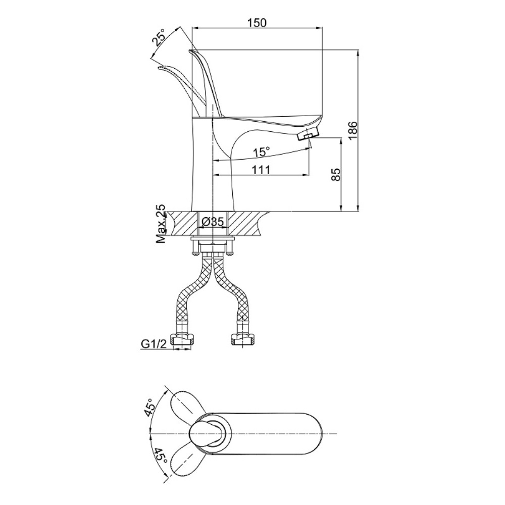 Смеситель для раковины D&K Venice Baciano Хром / Белый DA1032156 Смеситель для раковины D&K Venice Baciano Хром / Белый DA1032156 — изображение 2