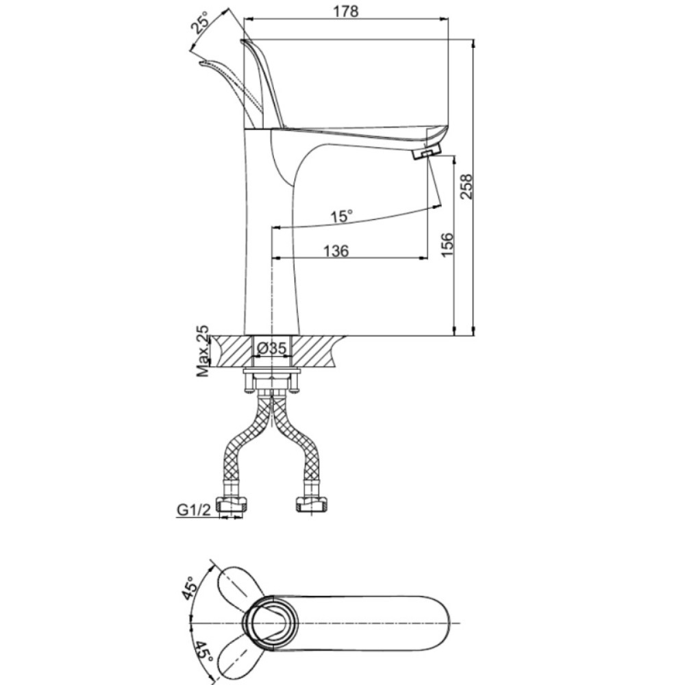 Смеситель для раковины D&K Venice Baciano Черный / Золото DA1032659 Смеситель для раковины D&K Venice Baciano Черный / Золото DA1032659 — изображение 3