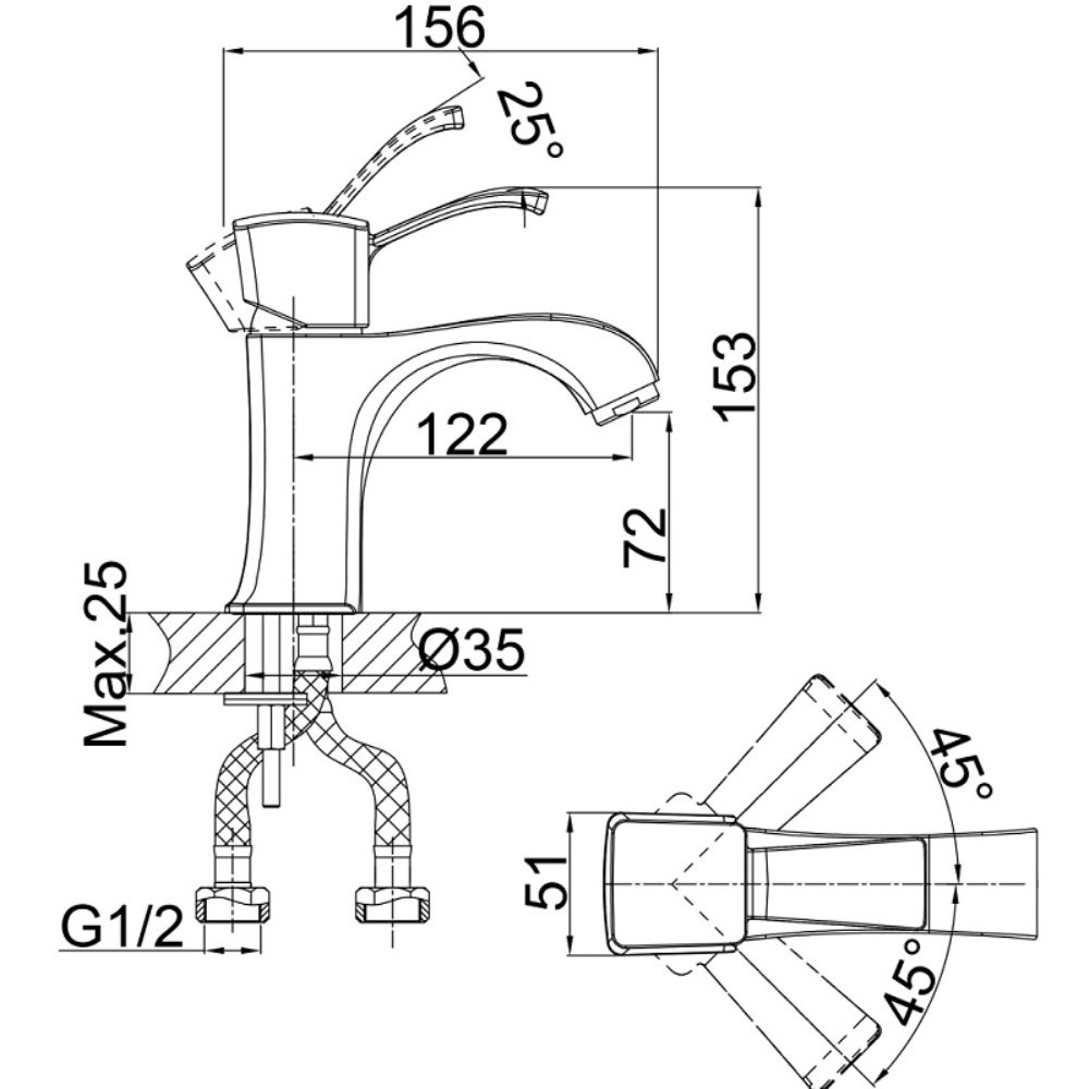 Смеситель для раковины D&K Rhein Bach Хром глянцевый DA1472101 Смеситель для раковины D&K Rhein Bach Хром глянцевый DA1472101 — изображение 2