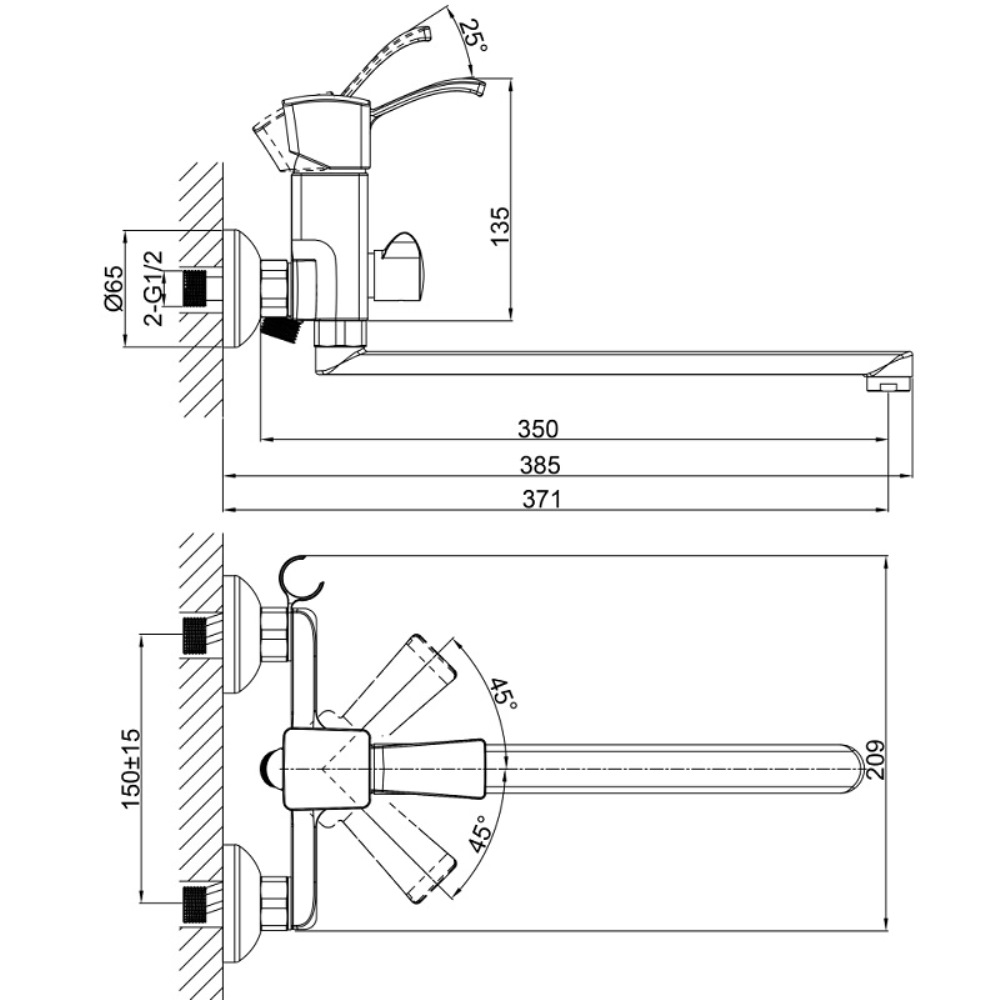 Смеситель для ванны D&K Rhein Bach Хром глянцевый DA1473301 Смеситель для ванны D&K Rhein Bach Хром глянцевый DA1473301 — изображение 3