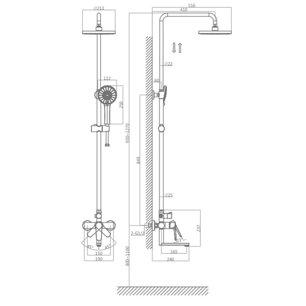 Душевая система D&K Bayern.Munchen с изливом Графит матовый DA1563706B18 Душевая система D&K Bayern.Munchen с изливом Графит матовый DA1563706B18 — изображение 3