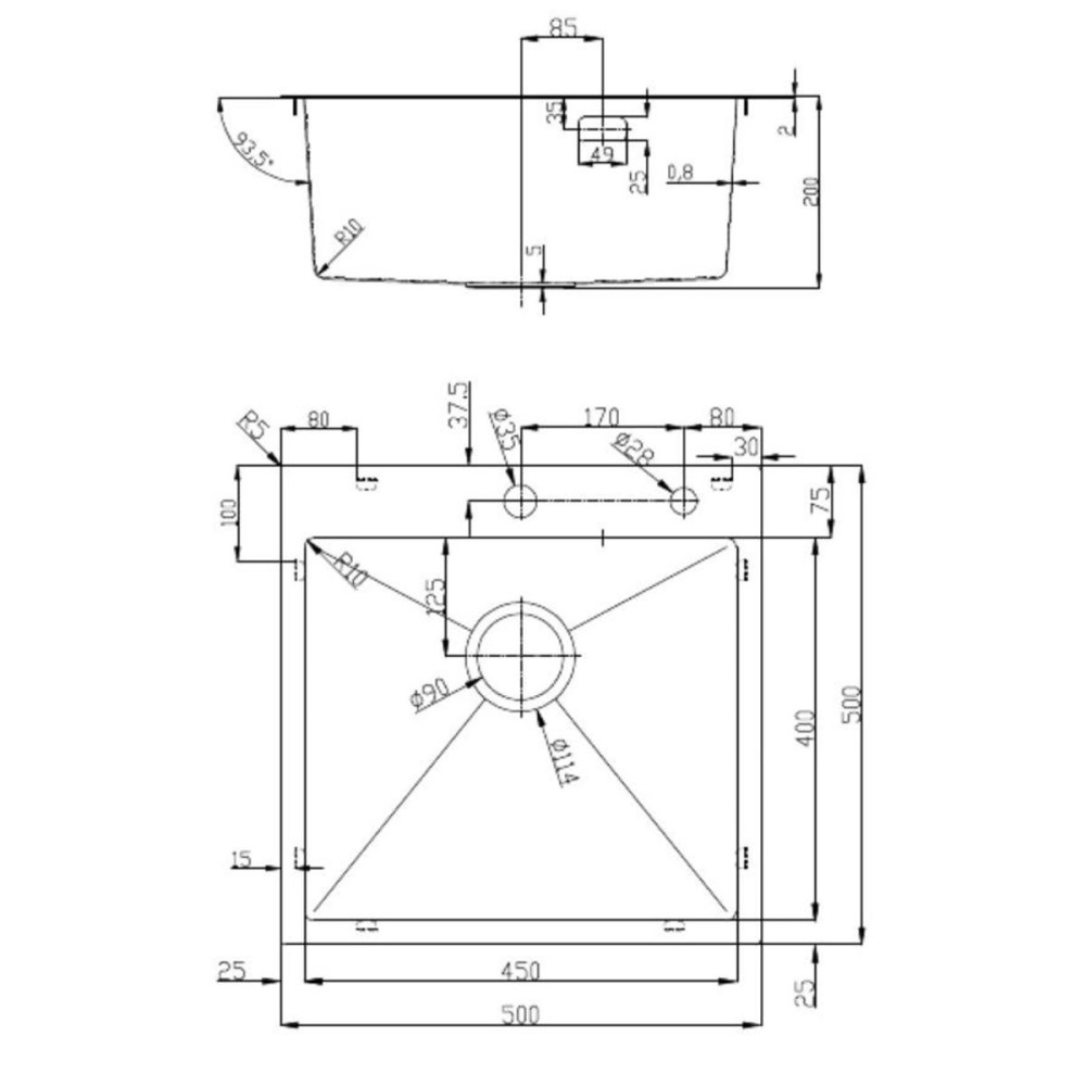 Мойка кухонная D&K 50х50 выпуск с переливом, корзина, дозатор Сатин DKS505004 Мойка кухонная D&K 50х50 выпуск с переливом, корзина, дозатор Сатин DKS505004 — изображение 6