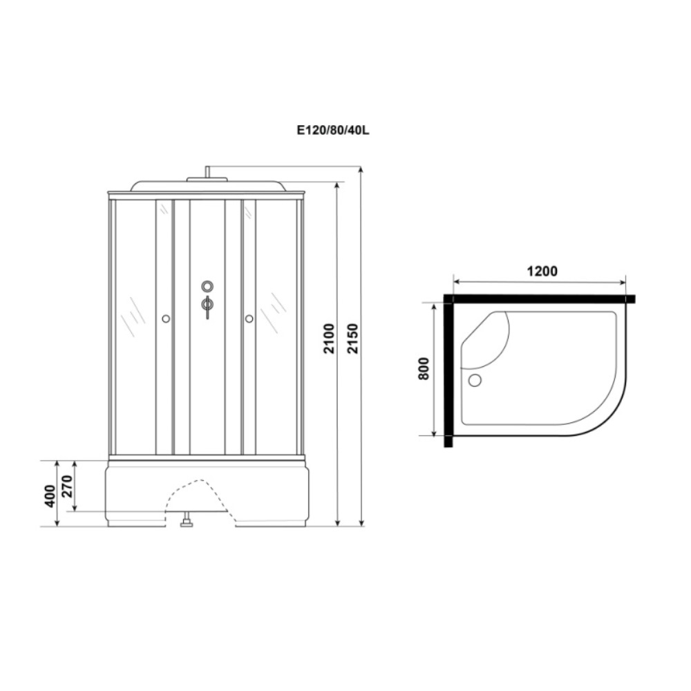 Душевая кабина Niagara Eco 120х80 левая Хром / Матовое E120/80/40L/MT Душевая кабина Niagara Eco 120х80 левая Хром / Матовое E120/80/40L/MT — изображение 4