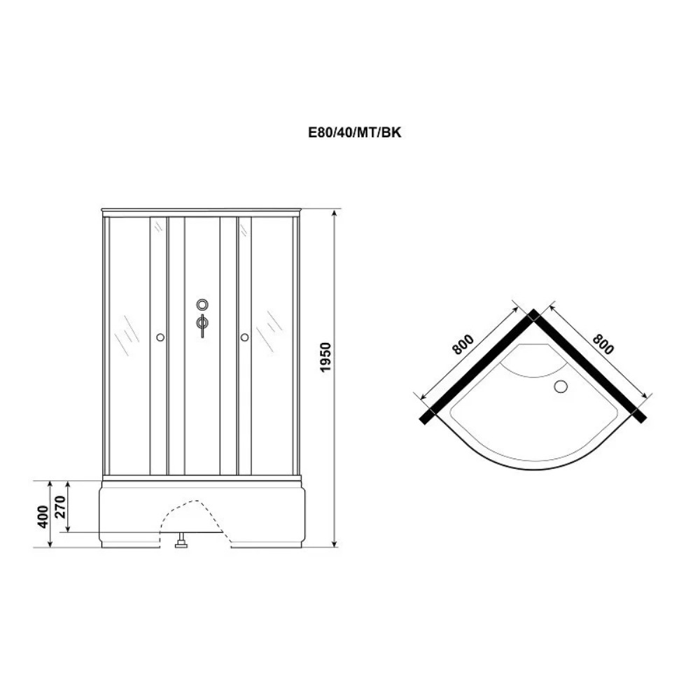Душевая кабина Niagara Eco 80х80 Хром / Матовое E80/40/MT/BK Душевая кабина Niagara Eco 80х80 Хром / Матовое E80/40/MT/BK — изображение 4