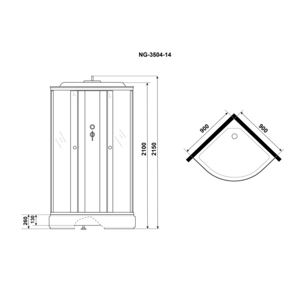 Душевая кабина Niagara Eco 90х90 Хром / Тонированное E90/26/TN Душевая кабина Niagara Eco 90х90 Хром / Тонированное E90/26/TN — изображение 4