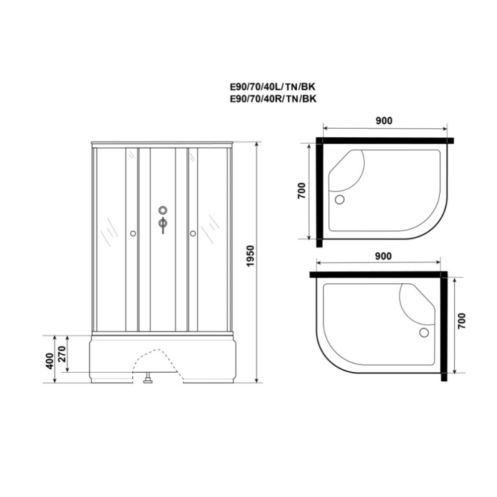 Душевая кабина Niagara Eco 90х70 левая Хром / Тонированное E90/70/40L/TN/BK Душевая кабина Niagara Eco 90х70 левая Хром / Тонированное E90/70/40L/TN/BK — изображение 4