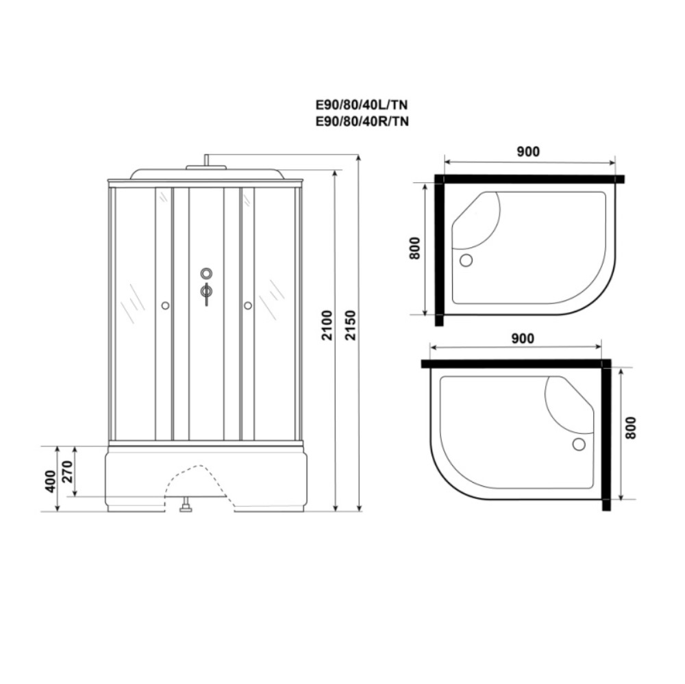 Душевая кабина Niagara Eco 90х80 левая Хром / Тонированное E90/80/40L/TN Душевая кабина Niagara Eco 90х80 левая Хром / Тонированное E90/80/40L/TN — изображение 4