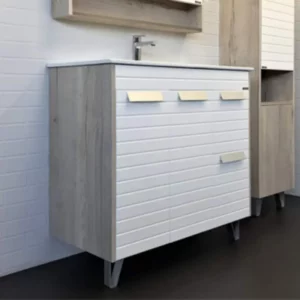 Тумба напольная Comforty Клеон 91 + раковина Белый / Дуб дымчатый 00-00004757CF Тумба напольная Comforty Клеон 91 + раковина Белый / Дуб дымчатый 00-00004757CF